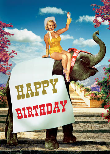 BC185 - Happy Birthday - Lady On Elephant Card by Max Hernn